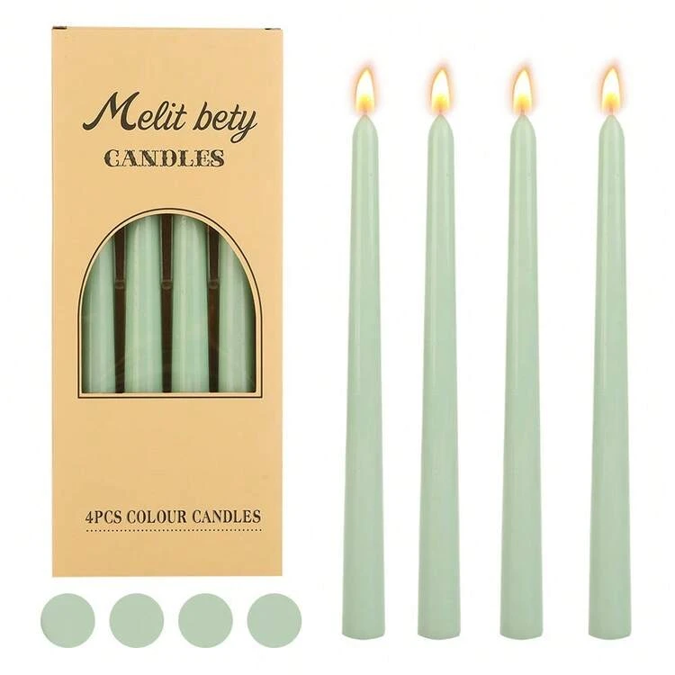 4 peças Velas Regulares Cônicas de 10 polegadas, Série de Cores Rosa Claro/Escuro/Desbotado, Adequadas para Decoração Doméstica, Decoração de Casamento, Decoração de Mesa de Jantar, Presentes para Melhores Amigos, Presentes para Mulheres, Presentes de Inverno, Decoração de Aniversário, Jantar à Luz de Velas, Porta-Velas, Banquete, Casamento, Dia dos Namorados, Velas Sem Perfume, Decorações Românticas, Todas as Estações - Multicolorido - Visão 15