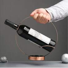 Nrodic Vintage Round Wine Holder Metal Grape Wine Display Rack Bar Chic Champagne Rack Desktop Decor - Multicolor - View 3