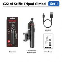 AXNEN 360°旋转自拍杆,带自动人脸追踪三脚架云台稳定器、无线遥控手机支架,兼容安卓和iOS智能手机,适用于暑假、旅行、户外活动、直播、摄影、视频拍摄。 - 彩色 - 查看 16