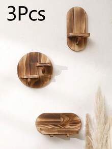 1pc/2pcs/3pcs Geometric Shaped Wall Mounted Storage Rack, Wooden Floating Shelf, Rustic Style Wooden Wall Hanging Storage Rack, Bedroom Kitchen Wall Mounted Wooden Display Rack, Bathroom Wall Mounted Shelf, Small Wall Hanging Farmhouse Decor, Spring Home Decor, Perfect Mother's Day Gift - Multicolor - View 16