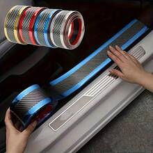 1pc Multi-Color Car Door Sill Protector, Anti-Kick Sticker, Universal Modification Decorative Trim, Carbon Fiber Bumper, Door Edge Protector - Multi-color Carbon Fiber Textured Door Sill Protector - View 11