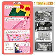 Tinabless 1 件蒙特梭利玩具，适合 3 岁女孩生日礼物，学龄前学习活动，益智幼儿复活节篮子填充玩具，适合 3-4 岁女孩的旅行玩具，适合两岁儿童的礼物 - 彩色 - 查看 5