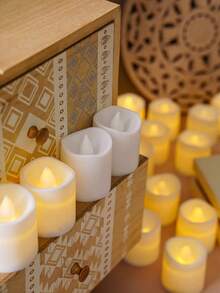 6/12/24pcs Flameless Wishing Candles, Flameless Fake Candles, Battery Powered LED Tea Lights, Romantic Atmosphere Lights For Wedding, Proposal, Christmas, Halloween, Party, Birthday, Dining Table, Holiday Decor, Ivory Color [Batteries Included]