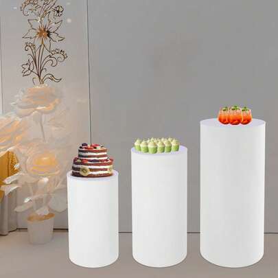 3Pcs Cylinder Pedestal Stands, White Pedestal Display, Cake Pedestals Stand Dec…