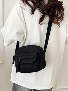 Women's Small Crossbody Bag Cute Canvas Shoulder Purse With Multi Pockets And Adjustable Strap For Daily Essentials - Black - View 4