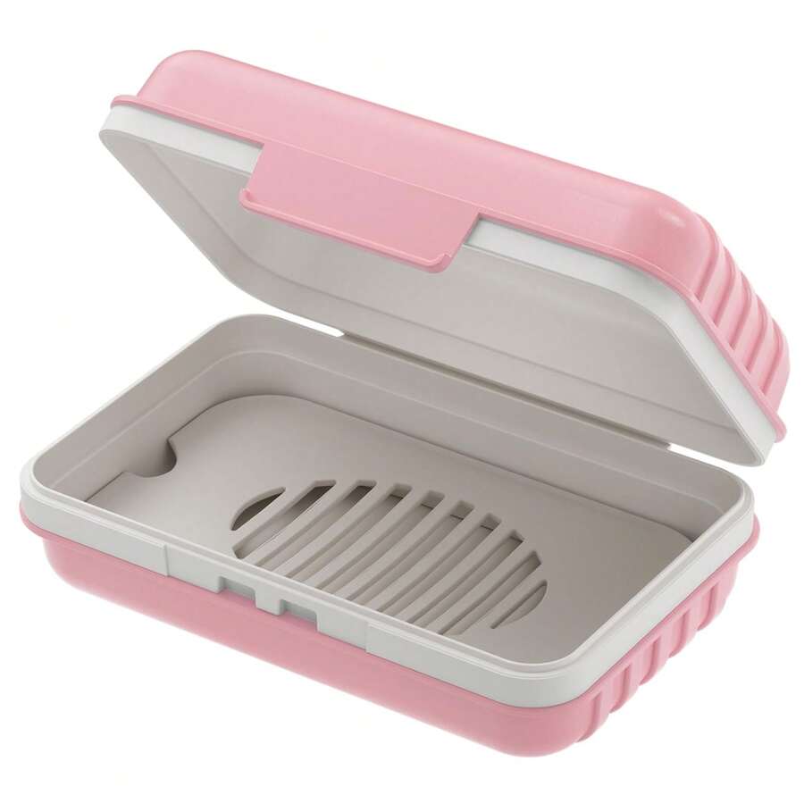 Bar Soap Holder Dish 1 Pack For Shower, Travel Soap Case With Lid For Gym, Camping Essentials, Hiking, Travel Size Toiletries, Portable, Leakproof,Pink - 粉色 - 查看 1