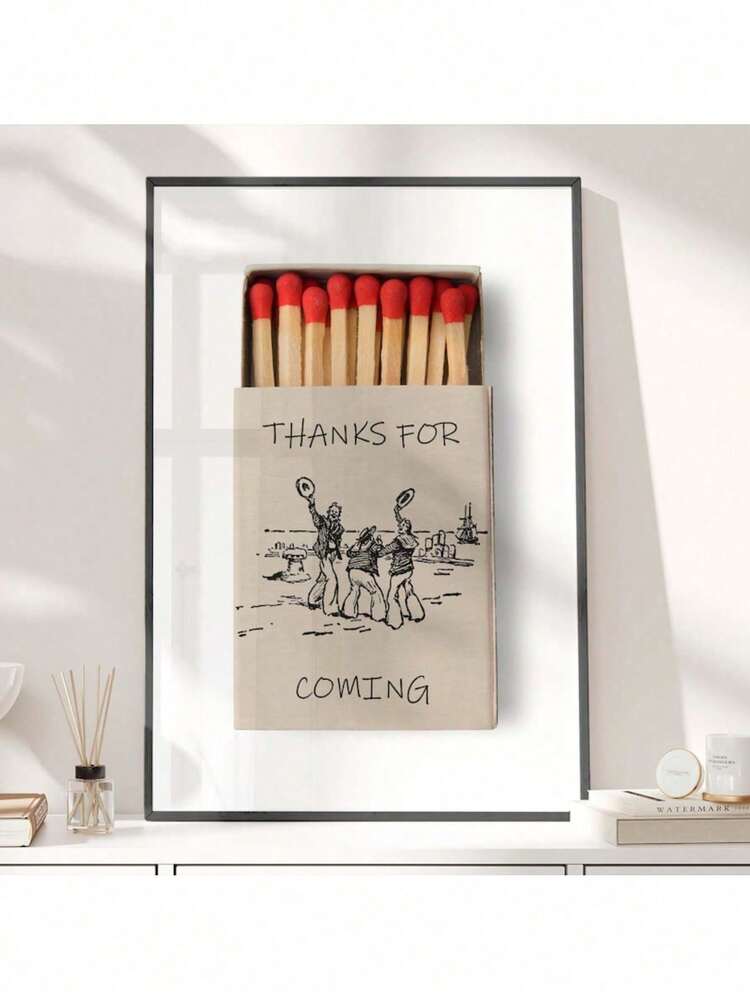 Thanks For Coming Matchbox Print, Vintage Sailor Poster, Wall Decor, Cute Quote Art Aesthetic Wall Art, Gallery Wall Art Gift Canvas Painting Posters And Prints Wall Art Pictures For Living Room Decoration Optional Frame - Multiple Options Available - View 10
