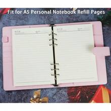A5 PU Leather Binder Cover With Magnetic Buckle Closure, 6 Ring Personal Notebook For Organizing Planner Refill Pages, Photo Card Sleeves, Multi-Functional Card Collector-826103 - 粉色 - 查看 6