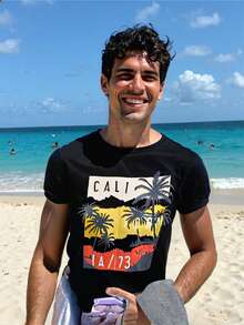 Playera estampado paisaje cuello redondo manga corta Molto Baby - Negro - Ver 2