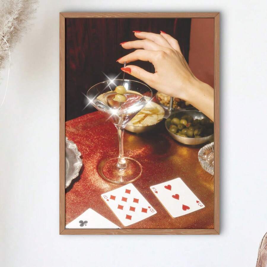 1PC, Áp phích vải bố, Áp phích Martini Poker, Bản in bài chơi cổ điển, Nghệ thuật xe đẩy quầy bar, Áp phích cocktail cổ điển, Trang trí phòng thẩm mỹ, Nghệ thuật treo tường phong cách, Nghệ thuật treo tường trang trí nhà cửa, Có thể treo trong phòng khách, Phòng, Quà tặng ký túc xá, Sinh nhật, Tốt nghiệp - Nhiều màu A - Xem 1