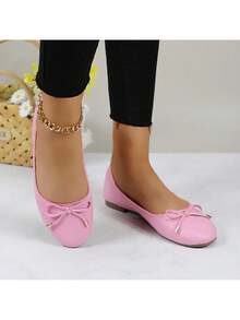 Womens Low Block Chunky Heels Pink Pumps Ladies Dress Shoes Round Toe Comfortable Office Slip On Shoes ROUDI-1 - Pink - View 7