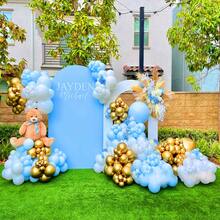 102pcs Blue, Gold & White Balloon Arch & Garland Kit, Chrome Gold Balloons With Macaron Blue & White Latex Balloons For Round Balloon Set, Suitable For Birthday, Wedding, Anniversary, Baby Shower, Gender Reveal - No Power Needed, Fits All Seasons And Father's/Mother's Day Party Decor