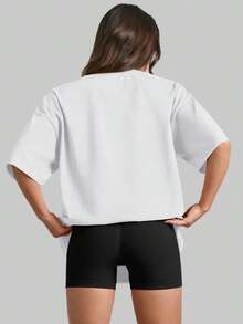 SUPEKYKO 大码女式短袖T恤 - 宽松运动上衣，适合健身、瑜伽和休闲穿着 | 四季皆宜 白色夏季 - 白色 - 查看 3