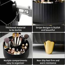 Caja de almacenamiento de cosméticos de plástico giratoria a 360°: Organizador de ducha montado por tensión con compartimentos para maquillaje, adecuado para baño, oficina, escuela - Organizador de escritorio multifuncional para suministros de belleza y estudio, decoraciones de Halloween y Navidad para mujeres, organizador de almacenamiento, artículos esenciales de viaje, decoración de otoño, Halloween