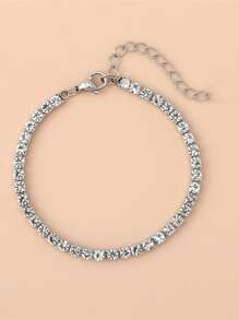 1PC Stainless Steel 18K Plated Zirconia Inlaid Bracelet For Women In French Fashion With Ins Style, Suitable For Parties, Dates, And Office Workers With A Mother Day Gift