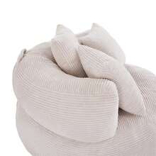 46.65-Inch Round Leisure Recliner, For Indoor Use, No Assembly Required. It Is A Corduroy Sponge Single Sofa, Suitable For Reading And Yoga. A Modern, Fluffy Sleep Sofa Bed In White,Grey (With Soft Corduroy Fabric). - 白色 - 查看 7