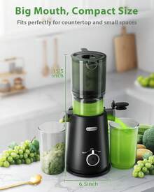 Juicer | 4.35" Wide Mouth | Whole Fruit No Cut | Slow Press Tech | Higher Juice Yield | Easy Clean Brush | Perfect For Morning Drinks #KitchenUpgrade - US A Type Plug(110-127V) - View 5