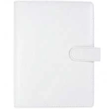 A5 PU Leather Binder Cover With Magnetic Buckle Closure, 6 Ring Personal Notebook For Organizing Planner Refill Pages, Photo Card Sleeves, Multi-Functional Card Collector-826103 - 白色 - 查看 1