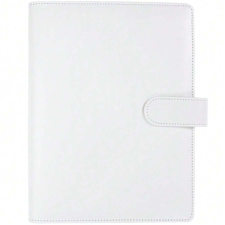 A5 PU Leather Binder Cover With Magnetic Buckle Closure, 6 Ring Personal Notebook For Organizing Planner Refill Pages, Photo Card Sleeves, Multi-Functional Card Collector-826103 - 白色 - 查看 1
