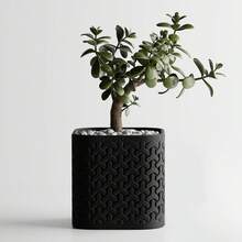 ORIZZONTE Jarrón decorativo con diseño geométrico. Disponible en dos tamaños. Ideal para decoración del hogar, centro de mesa o florero. 100 % fabricado en Italia. Envío desde Italia. - Negro - Ver 4