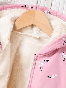 少女花卉印花保暖连帽夹克