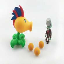 热销植物僵尸豌豆射手PVC动作动漫模型PVZ玩具8-10厘米礼物玩具高品质发射植物 - 黑色 - 查看 8