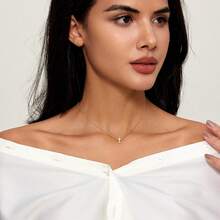 Cross Necklace For Women, Dainty 18K Gold Plated/Sterling Silver Small Cross Pendant Necklace Simple Gold Cross Necklaces For Women  Faith Jewelry Gift2025 - 橫向交叉金 - 查看 2