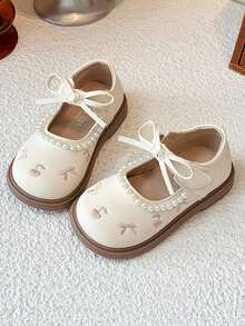 1-8 Years Old Girls' Soft Bottom Anti-Slip Comfortable Toddler Walking Shoes, Bow Embroidery Cute Princess Flats, Round Toe Casual Outdoor Play Loafers, Breathable Mary Jane Shoes For Spring/Summer