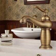 1pc Genie Lamp Style Short Vintage Copper Faucet, Middle Eastern Decor Copper Bathroom Sink Faucet, Decorative Copper Faucet Suitable For Both Hot And Cold Water