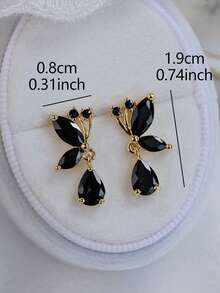 1 Đôi bông tai bướm hình giọt nước cao cấp thời trang cá nhân hóa dành cho nữ - màu đen - Xem 6