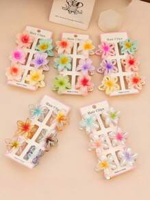 6 Stück Halloween Blumen Muster Party ABS Kunststoff (ABS Harz) 6 Stück Blumen Muster Party ABS Kunststoff (ABS Harz) 6 Stück 4CM bunte kleine Chrysanthemen Haarklammern Blumen Klauen Seitenklauen Halbklauen Hinterkopf Haarklauen Elegante Haarzubehör