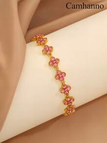 Camhanno 1 Pc Elegant And Exquisite Stainless Steel Bracelet, Creatively Designed With Four Leaf Flowers, Perfect Holiday Gift