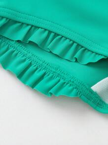 Balabala Young Girl Summer Cute Polka Dot Print Tankini Green Summer Beach - Green - View 11