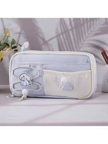 1 件可爱牛津布铅笔盒，多功能大容量，弹性可调，可存放笔、尺子，适合男孩和女孩，美观的学生文具盒，送给朋友的完美礼物，文具收纳盒