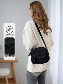 Women's Small Crossbody Bag Cute Canvas Shoulder Purse With Multi Pockets And Adjustable Strap For Daily Essentials - Black - View 1