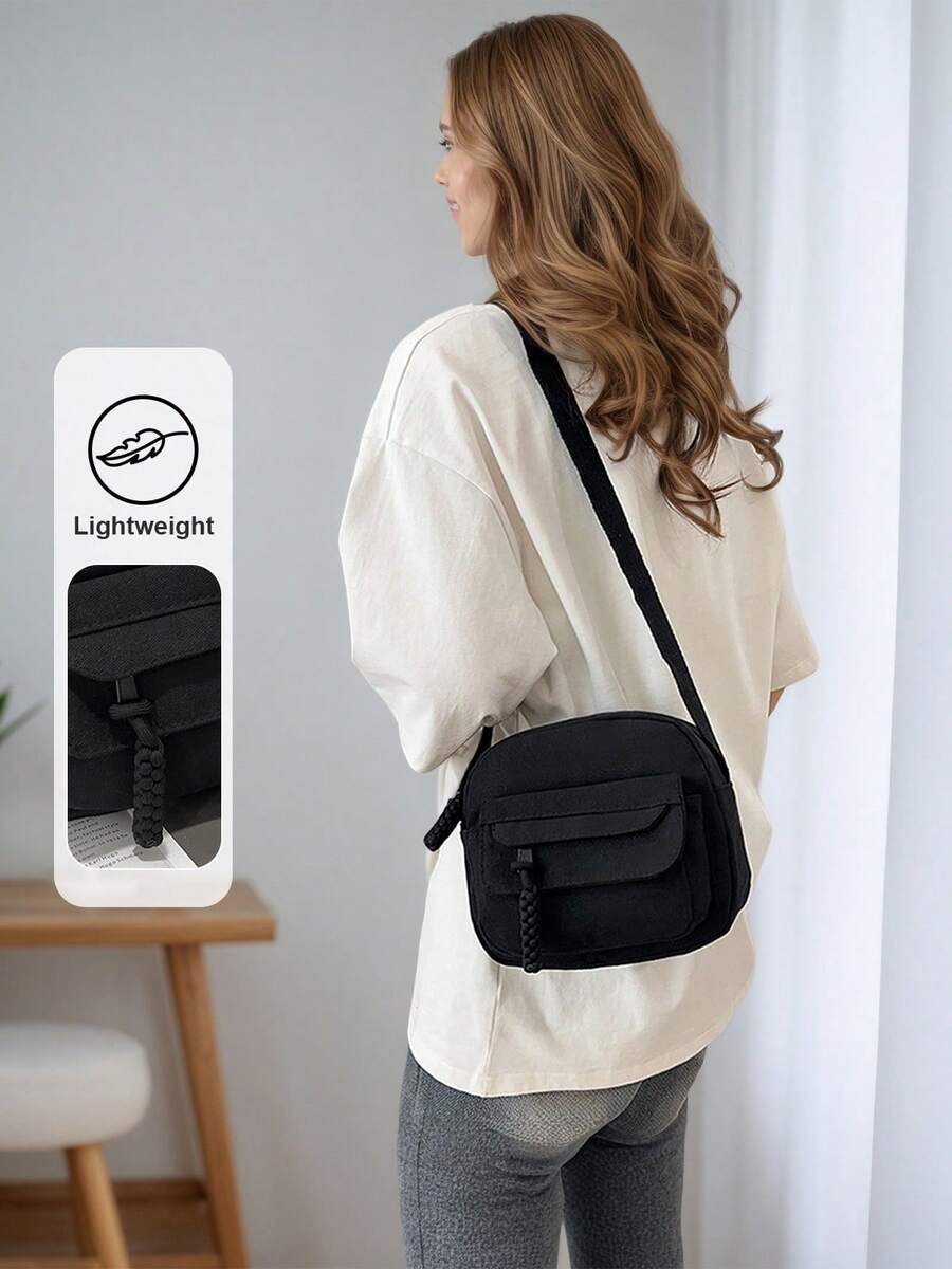 Women's Small Crossbody Bag Cute Canvas Shoulder Purse With Multi Pockets And Adjustable Strap For Daily Essentials - màu đen - Xem 1