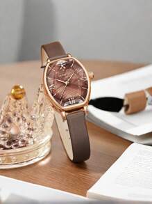 REBIRTH 1pc Women's Elegant Vintage Classic Versatile Generous Literary Minimalist Fashion Quartz Watch