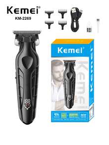 Kemei Cortadora de pelo eléctrica KM-2269 con cuchilla T de 0 mm para hombres, uso en barbería o en casa, inalámbrica, para cortar y esculpir el cabello, regalo para hombres - Negro - Ver 2