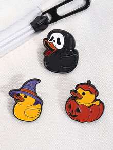 3 件朋克南瓜骷髅鬼鸭珐琅别针万圣节动物鸭子金属胸针背包翻领徽章趣味珠宝礼物朋友 - 彩色 - 查看 7