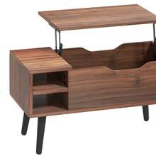Lift Top Coffee Table With Compartment, Adjustable Storage Shelf, Spring Lifter, 80x40x61.5cm - Coffee Brown - View 9