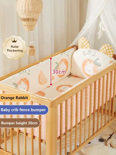 Protetor de berço de 1 peça, protetor de berço de pelúcia, cerca para cama de bebê, forro de berço com estampa de desenho animado, protetor de berço de segurança para recém-nascidos