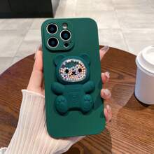 1 件泰迪熊支架手机壳，奢华纯色硅胶手机壳带挂绳，适用于三星、Apple 11/12/13/14/15/16 Pro Max、三星 S22/23/24/25+ UA04/A05/A14/A15/A24/A25/A34/A54 SA56/A36/A26、Honor 70/90/400/X56789abc、Redmi Note 14/13/12/1 Pro 防水防震防摔防刮