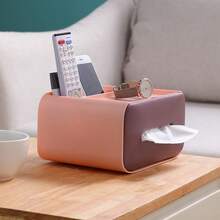 Creative Plastic Multifunctional Tissue Box Remote Control Storage Tissue Box Dust-Proof Tissue Canister Desktop Storage Box - Multicolor - Ver 11