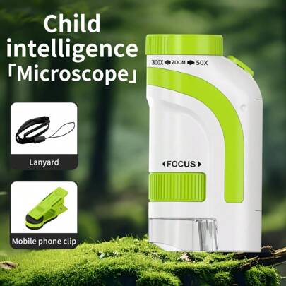 Children's Scientific Exploration Portable Microscope High-Definition Magnifying Glass Outdoor Observation Learning Educational Toys Stimulate Curiosity And Exploration Desire Parent-Child Entertainment Family Activities