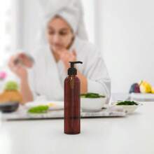 Loio Pump Boles Empy 8 OZ Ree Refillable Plas Coaiers Amber Ih Black Dispeser For So Shampoo Loios  Body So S Ad Massa Oil  Pack - 琥珀色 - 查看 4