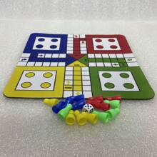 1 Set Ludo Travel Game Set New 9.5" Folding Rubber Board With 16 Chess Pieces 1 Dice For Classic Portable Strategy Play Family Ludo Learning Game