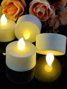 6/12/24 đèn trà LED không ngọn lửa có điều khiển từ xa, nến chạy bằng pin nhấp nháy, đèn LED điện chân thực hơn 200 giờ, thích hợp để tặng, trang trí bàn ăn, đám cưới, tiệc tùng, trang trí nhà cửa, kỷ niệm, giáng sinh, trang trí Halloween - trắng - Xem 4