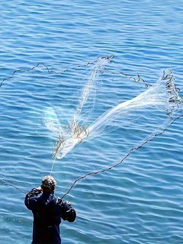 1pc Random Single Layer Floating Net Small White Stripe Fishing Net, Mesh Size 1/8 Inch, 0.8m/1.2m Height, Christmas