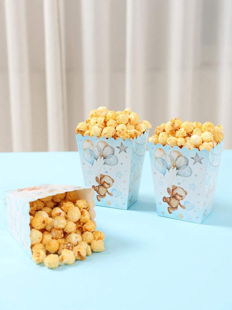 10个蓝色小熊主题爆米花盒，可爱的蓝色小熊图案，适合宝宝性别揭晓派对、宝宝一周岁生日派对、新生儿派对。这些纸质爆米花盒可用作爆米花盒、性别揭晓托盘、婴儿派对礼物、宝宝派对装饰、性别揭晓派对装饰，适合盛放爆米花、薯片、烧烤食品、野餐食品（不含爆米花）。 - 藍色氣球小熊 - 查看 7