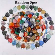 15/20/30pcs Assorted Natural Stone Pendant, Teardrop & Heart Shaped Charms, Suitable For Jewelry Making - Multicolor - View 13
